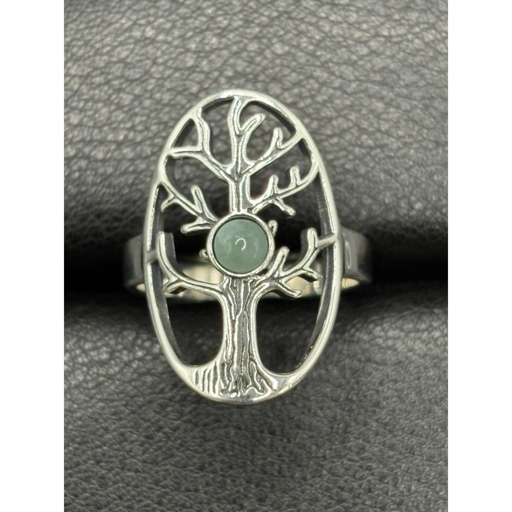 New Condition Sterling Silver Larimar Tree Of Life Ring Size 7 925 E22